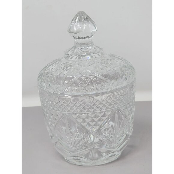 Vintage Clear Pressed‎ Glass Candy Dish With Lid Made In USA - Picture 2 of 13